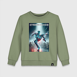 Свитшот хлопковый детский Кибер танцор - неоновое свечение, цвет: авокадо