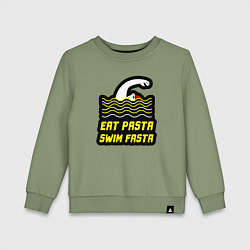 Свитшот хлопковый детский Ешь пасту плавай быстро, цвет: авокадо
