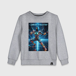 Свитшот хлопковый детский Кибер боец - неоновое свечение, цвет: меланж