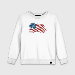 Свитшот хлопковый детский Развевающий флаг США, цвет: белый