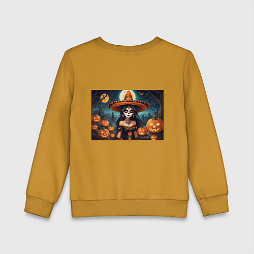 Детский свитшот Страшилки ведьмочка / Горчичный – фото 2