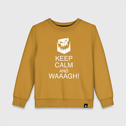 Свитшот хлопковый детский Warhammer keep calm and waaagh, цвет: горчичный
