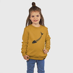 Свитшот хлопковый детский Рыбный скелет, цвет: горчичный — фото 2