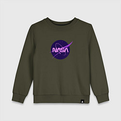 Свитшот хлопковый детский NASA logo, цвет: хаки