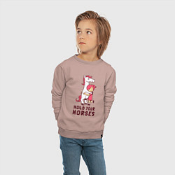 Свитшот хлопковый детский Держи свою лошадку, цвет: пыльно-розовый — фото 2