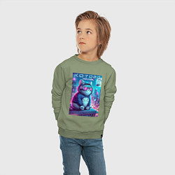 Свитшот хлопковый детский Которо на крыше небоскрёба - мем, цвет: авокадо — фото 2