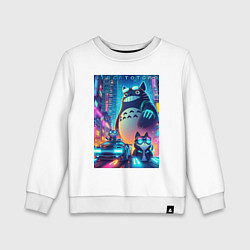 Свитшот хлопковый детский Totoro and cats - cyberpunk, цвет: белый
