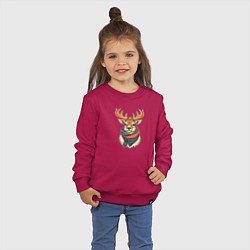 Свитшот хлопковый детский Олень в шарфе, цвет: маджента — фото 2
