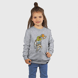 Свитшот хлопковый детский Динозавр баскетболист, цвет: меланж — фото 2