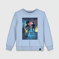 Свитшот хлопковый детский Дандадан: Момо Аясэ, цвет: мягкое небо