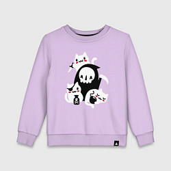Свитшот хлопковый детский Котики на Хэллоуин, цвет: лаванда