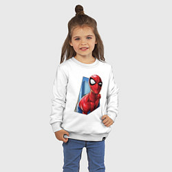 Свитшот хлопковый детский Человек-паук и город, цвет: белый — фото 2