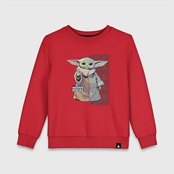 Свитшот хлопковый детский Unknown specis - Baby Yoda, цвет: красный