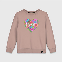 Свитшот хлопковый детский Love flowers, цвет: пыльно-розовый