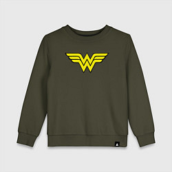 Свитшот хлопковый детский Wonder woman logo, цвет: хаки