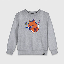 Свитшот хлопковый детский Лисичка с флейтой, цвет: меланж