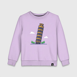 Свитшот хлопковый детский Башня в Пизе, цвет: лаванда