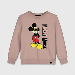 Свитшот хлопковый детский Микки Маус и надпись, цвет: пыльно-розовый