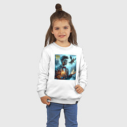 Свитшот хлопковый детский Harry Potter wizard - cyberpunk, цвет: белый — фото 2