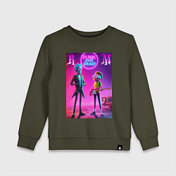 Свитшот хлопковый детский Rick and Morty - neon fantasy, цвет: хаки