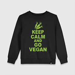 Свитшот хлопковый детский Keep Calm & Go Vegan, цвет: черный