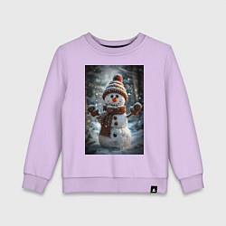 Детский свитшот Снеговик в шапке и шарфе