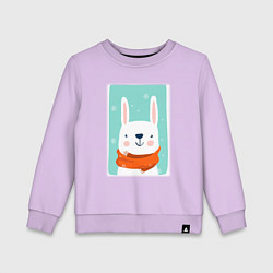 Свитшот хлопковый детский Снежный заяц с шарфом, цвет: лаванда