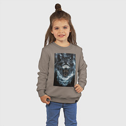 Свитшот хлопковый детский Оскаленная морда волка, цвет: утренний латте — фото 2