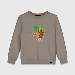Свитшот хлопковый детский Новогодний букет, цвет: утренний латте