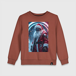 Свитшот хлопковый детский Дед мороз киберпанк, цвет: кирпичный