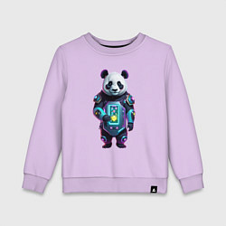 Свитшот хлопковый детский Крутой кибер панда, цвет: лаванда