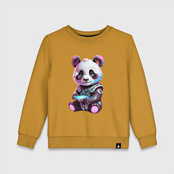 Свитшот хлопковый детский Funny panda - cyberpunk fantasy, цвет: горчичный