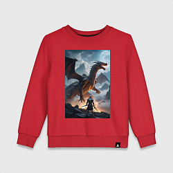 Свитшот хлопковый детский Сражение с драконом, цвет: красный