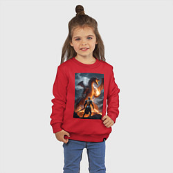 Свитшот хлопковый детский Сражение с драконом, цвет: красный — фото 2
