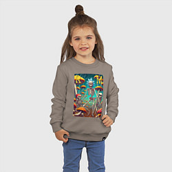 Свитшот хлопковый детский Скелеты Рика и Морти на грибной поляне - нейроарт, цвет: утренний латте — фото 2