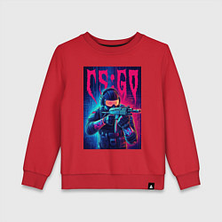 Свитшот хлопковый детский Counter Strike go - neon glow, цвет: красный