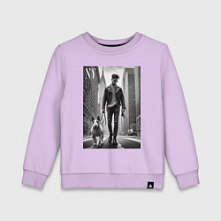 Свитшот хлопковый детский Чувак с бультерьером - Нью-Йорк, цвет: лаванда