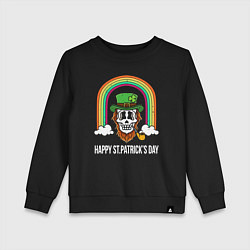 Свитшот хлопковый детский Happy St Patricks day - skull, цвет: черный