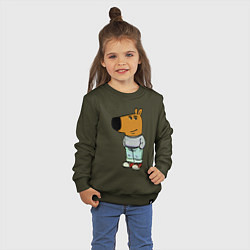 Свитшот хлопковый детский Capybara - chill guy meme, цвет: хаки — фото 2