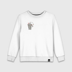 Свитшот хлопковый детский Белый котик на спине у серого для пары, цвет: белый