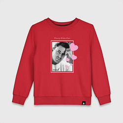 Свитшот хлопковый детский Ченнинг Тейтум краш с сердечками, цвет: красный