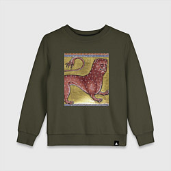 Свитшот хлопковый детский Страдающее средневековье зверек мем, цвет: хаки