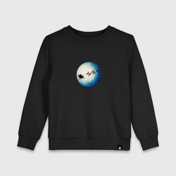 Свитшот хлопковый детский Санта на оленях - светлый, цвет: черный