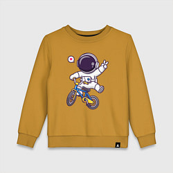 Свитшот хлопковый детский Космонавт на велике, цвет: горчичный