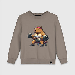 Свитшот хлопковый детский Капибара жим, цвет: утренний латте