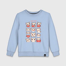 Свитшот хлопковый детский Котики влюблённые и сердечки, цвет: мягкое небо