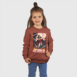 Свитшот хлопковый детский Мегумин колдует взрывную магию, цвет: кирпичный — фото 2