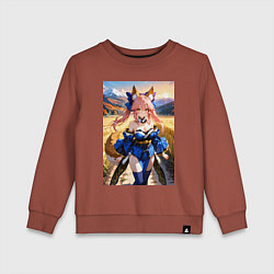 Свитшот хлопковый детский Лиса посреди живописного поля, цвет: кирпичный