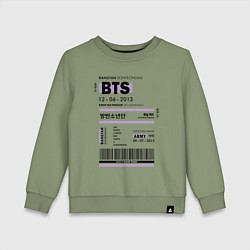 Свитшот хлопковый детский Bts ticket, цвет: авокадо