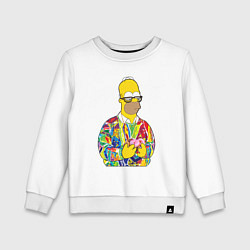 Свитшот хлопковый детский Красочный Гомер, цвет: белый